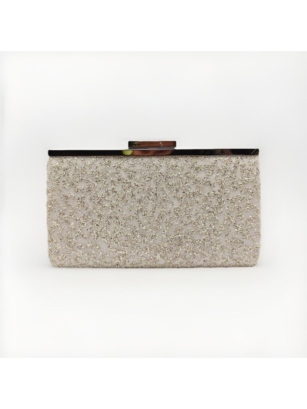 NINA glitter lace frame women's clutch evening purse shoulder bag in Silver